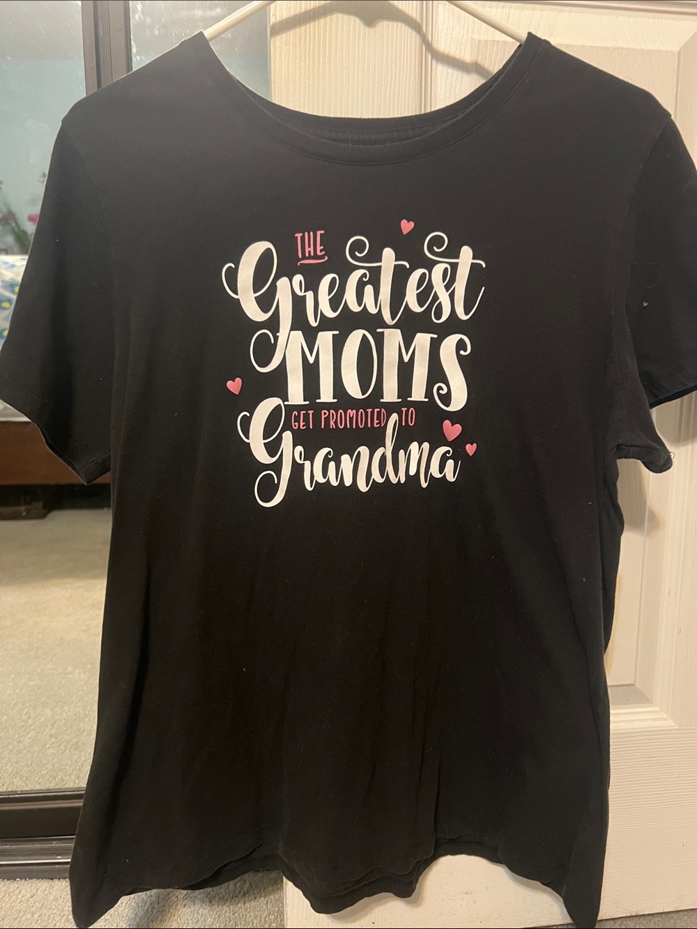 PositiviTees “The Greatest Moms Get Promoted to Grandma Black Graphic Tee”
